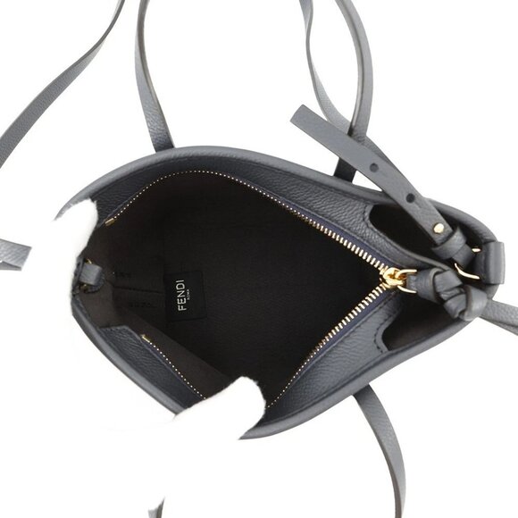 FENDI Roll FF Jacquard 2-way Handbag Size Mini Canvas/Leather Navy - Picture 12 of 12